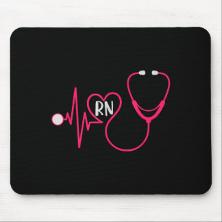 Tapis De Souris Infirmière Diplômée Rythme Cardiaque Stéthoscope