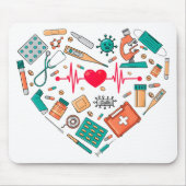Tapis De Souris Infirmière Infirmière Outil Coeur (Devant)