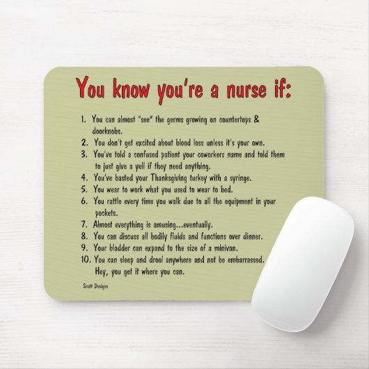 Tapis De Souris Infirmière Mousepad (Avec souris)