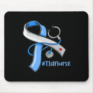 Tapis De Souris Infirmière T1d Ruban Bleu Stéthoscope Sensibilisat