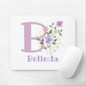 Tapis de souris Initial Plus Nom & Fleurs Design (Avec souris)