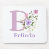 Tapis de souris Initial Plus Nom & Fleurs Design (Devant)