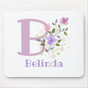 Tapis de souris Initial Plus Nom & Fleurs Design
