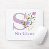 Tapis de souris Initial Plus Nom & Fleurs Design (Avec souris)