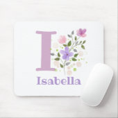 Tapis de souris Initial Plus Nom & Fleurs Design (Avec souris)
