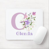 Tapis de souris Initial Plus Nom & Fleurs Design (Avec souris)