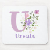 Tapis de souris Initial Plus Nom & Fleurs Design (Devant)
