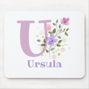 Tapis de souris Initial Plus Nom & Fleurs Design