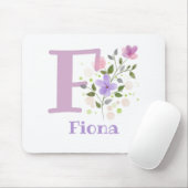 Tapis de souris Initial Plus Nom & Fleurs Design (Avec souris)
