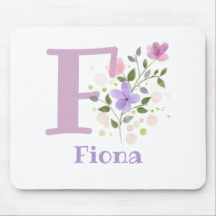 Tapis de souris Initial Plus Nom & Fleurs Design