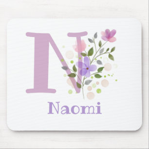 Tapis de souris Initial Plus Nom & Fleurs Design
