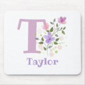 Tapis de souris Initial Plus Nom & Fleurs Design (Devant)