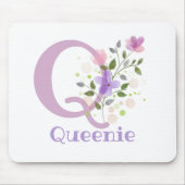 Tapis de souris Initial Plus Nom & Fleurs Design (Devant)