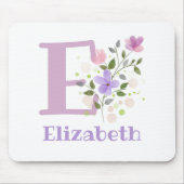 Tapis de souris Initial Plus Nom & Fleurs Design (Devant)