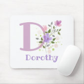 Tapis de souris Initial Plus Nom & Fleurs Design (Avec souris)