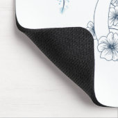 Tapis De Souris Initiale "C" Monogramme bleu Calme Floral (Coin)