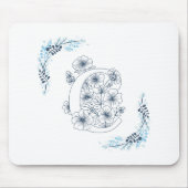 Tapis De Souris Initiale "C" Monogramme bleu Calme Floral (Devant)