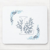 Tapis De Souris Initiale "L" Monogramme bleu Calme Floral (Devant)