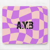 Tapis De Souris Initiale moderne à damiers rose violet cool (Devant)