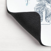 Tapis De Souris Initiale "N" Monogramme bleu Calme Floral (Coin)