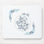 Tapis De Souris Initiale "O" Monogramme bleu Calme Floral (Devant)