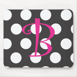Tapis De Souris Initiale pointillée "B " de Mousepad de noir/rose