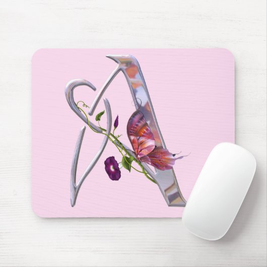 Tapis De Souris Initiale précieuse A de papillon (Avec souris)