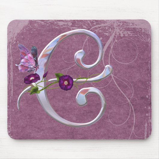 Tapis De Souris Initiale précieuse C de papillon (Devant)