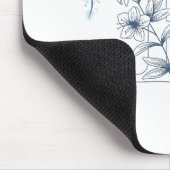 Tapis De Souris Initiale "R" Monogramme bleu Calme Floral (Coin)