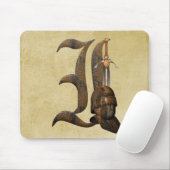 Tapis De Souris Initiale rouillée I de chevaliers (Avec souris)