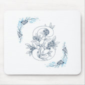 Tapis De Souris Initiale "S" Monogramme bleu Calme Floral (Devant)