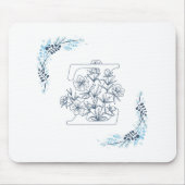 Tapis De Souris Initiale "Z" Monogramme bleu Calme Floral (Devant)