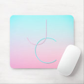 Tapis De Souris Initiales 2 superposées modernes | Turquoise Rose (Avec souris)