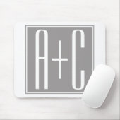 Tapis De Souris Initiales de couples modifiables | Blanc & Gris (Avec souris)