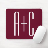 Tapis De Souris Initiales de couples simples | Blanc et bordeaux (Avec souris)