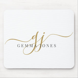Tapis De Souris Initiales de monogramme élégant en or Nom