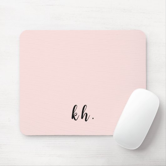 Tapis De Souris Initiales de monogramme rose pastel minimal (Avec souris)