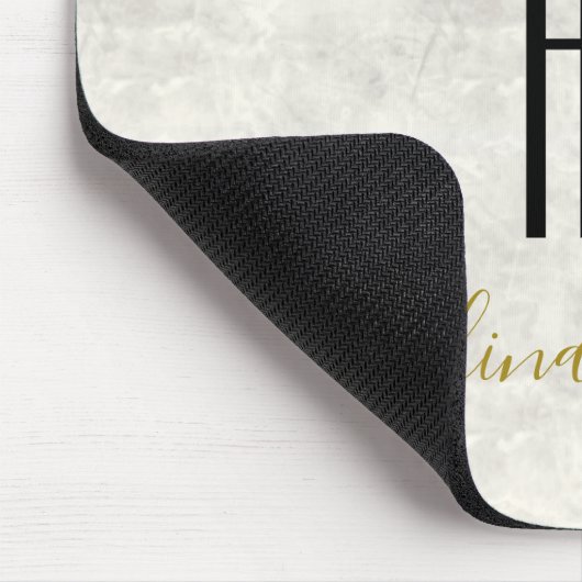 Tapis De Souris Initiales en marbre noir et blanc Monogramme (Coin)