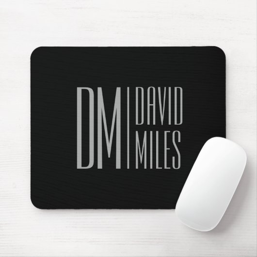 Tapis De Souris Initiales et logo de nom gris minimal et moderne é (Avec souris)