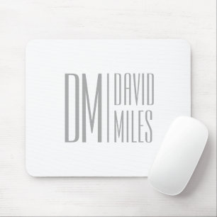 Tapis De Souris Initiales et logo de nom gris minimal et moderne é