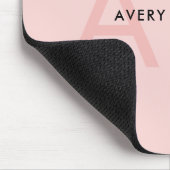 Tapis De Souris Initiales minimes de monogramme rose pâle modernes (Coin)