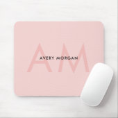 Tapis De Souris Initiales minimes de monogramme rose pâle modernes (Avec souris)