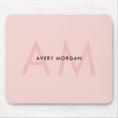 Tapis De Souris Initiales minimes de monogramme rose pâle modernes (Devant)