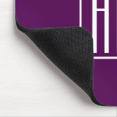 Tapis De Souris Initiales Monogramme | Blanc Sur Violet Foncé (Coin)
