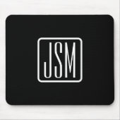 Tapis De Souris Initiales Monogrammées Modernes | Noir & Blanc (Devant)