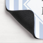 Tapis De Souris Initiales monogrammes bleu clair pâle rayures blan (Coin)