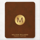 Tapis De Souris Initiales Monogrammes en cuir de culture classique (Devant)