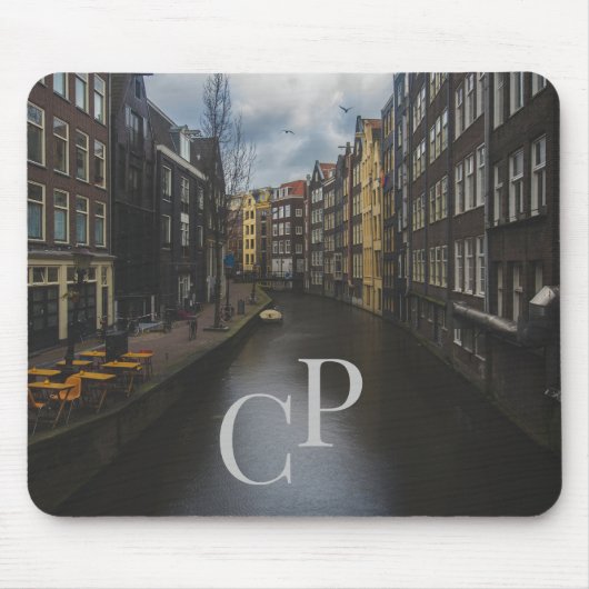 Tapis De Souris Initiales monogrammes sur l'image du canal d'eau (Devant)