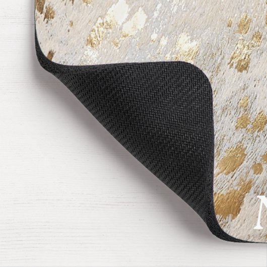 Tapis De Souris Initiales monogrammes Vachet d'or Imprimer en méta (Coin)