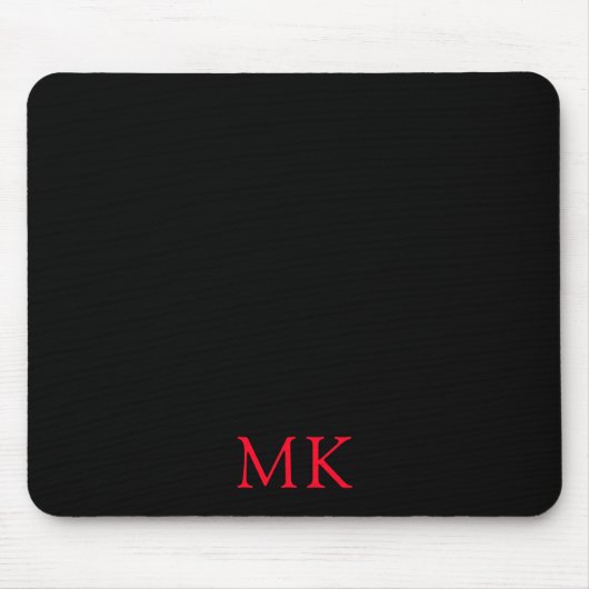 Tapis De Souris Initiales personnalisées de Monogramme rouge noir  (Devant)